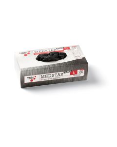 100 Medstar Black PF L/9" 100db egyszer használatos nitril kesztyű, púdermentes, élelmiszerekhez, CAT3