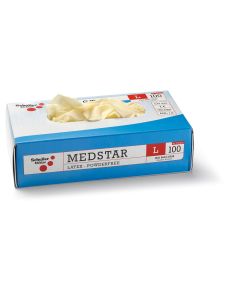 100 Medstar Latex PF L/9" 100db egyszer használatos latex kesztyű, púdermentes, CAT3